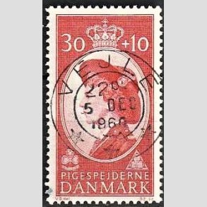 FRIMRKER DANMARK | 1960 - AFA 390 - Dronning Ingrid - 30 + 10 re rd - Pragt Stemplet Vejle