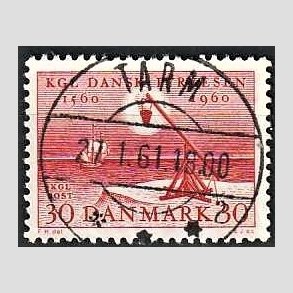 FRIMRKER DANMARK | 1960 - AFA 386 - Fyr & Vagervsnet 400 r - 30 re rd - Pragt Stemplet