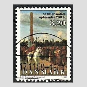 FRIM�RKER DANMARK | 1988 - AFA 910 - Stavnsb�ndets oph�velse 200 �r. - 3,20 Kr. flerfarvet - Lux Stemplet