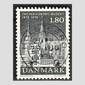 FRIM�RKER DANMARK | 1978 - AFA 657 - Frederiksborgmuseet 100 �r - 1,80 Kr. sortgr� - Pragt Stemplet