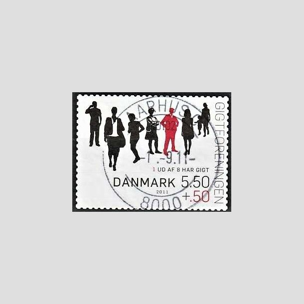 FRIMRKER DANMARK | 2011 - AFA 1641E - Gigtforeningen - 5,50 Kr. + 0,50 Kr. flerfarvet - Pragt Stemplet