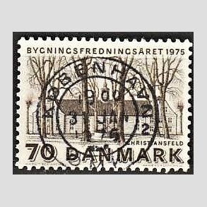 FRIM�RKER DANMARK | 1975 - AFA 591 - Bygningsfredning - 70 �re brun - Pragt Stemplet