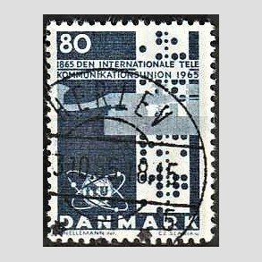 FRIM�RKER DANMARK | 1965 - AFA 434 - Telekommunikation 100 �r - 80 �re bl� - Lux Stemplet Herlev