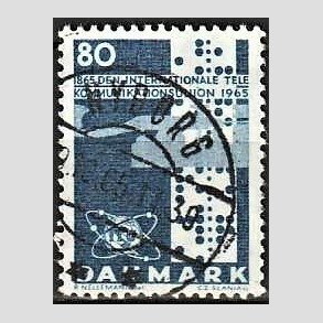 FRIM�RKER DANMARK | 1965 - AFA 434 - Telekommunikation 100 �r - 80 �re bl� - Lux Stemplet