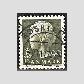 FRIMRKER DANMARK | 1976 - AFA 619 - Dronning Margrethe - 90 re sortgrn - Pragt Stemplet