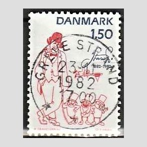 FRIM�RKER DANMARK | 1982 - AFA 761 - Storm P. - 1,50 Kr. r�d/bl� - Pragt Stemplet