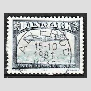 FRIM�RKER DANMARK | 1981 - AFA 740 - Flyvning - 2,30 Kr. sortbl�/bl� - Lux Stemplet Aller�d