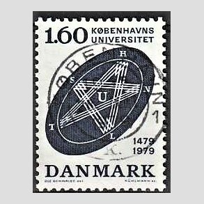 FRIM�RKER DANMARK | 1979 - AFA 674 - K�benhavns Universitet 500 �r - 1,60 Kr. bl� - Lux Stemplet