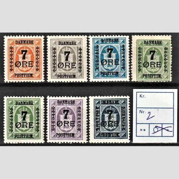 FRIMRKER DANMARK | 1926 - AFA  160-166 - 7 res Provisorier i komplet st - Postfrisk (7/5 re dog ubrugt)