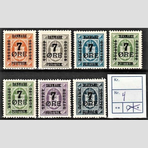 FRIMRKER DANMARK | 1926 - AFA  160-166 - 7 res Provisorier i komplet st - Postfrisk (7/5 re dog ubrugt)