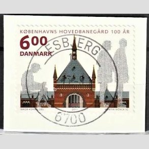 FRIM�RKER DANMARK | 2011 - AFA 1675 - KBH Hovedbaneg�rd 100 �r - 6,00 Kr. flerfarvet p� klip - Pragt Stemplet