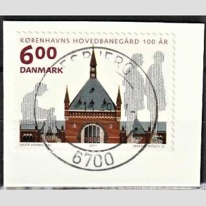 FRIM�RKER DANMARK | 2011 - AFA 1675 - KBH Hovedbaneg�rd 100 �r - 6,00 Kr. flerfarvet p� klip - Pragt Stemplet