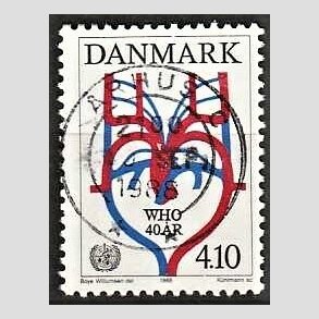 FRIM�RKER DANMARK | 1988 - AFA 909 - WHO 40 �r - 4,10 Kr. flerfarvet - Pragt Stemplet �rhus