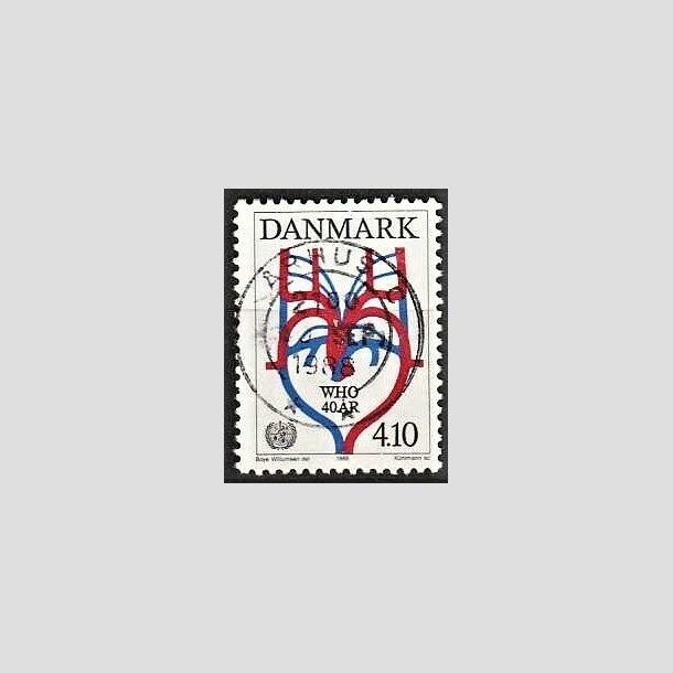 FRIMRKER DANMARK | 1988 - AFA 909 - WHO 40 r - 4,10 Kr. flerfarvet - Pragt Stemplet rhus