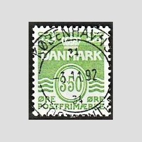 FRIM�RKER DANMARK | 1992 - AFA 1016 - B�lgelinie - 350 �re lysgr�n - Pragt Stemplet