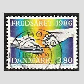 FRIM�RKER DANMARK | 1986 - AFA 857 - FN�s freds�r - 3,80 Kr. flerfarvet - Pragt Stemplet