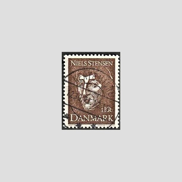 FRIMRKER DANMARK | 1969 - AFA 488 - Niels Stensen - 1 Kr. brun - Lux Stemplet Kerteminde