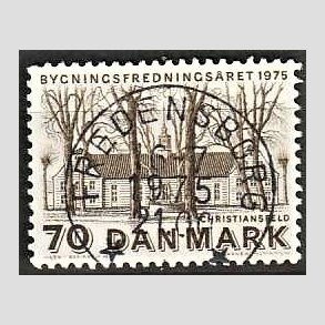 FRIM�RKER DANMARK | 1975 - AFA 591 - Bygningsfredning - 70 �re brun - Pragt Stemplet