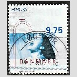 FRIMRKER DANMARK | 2001 - AFA 1284 - Europamrker - 9,75 Kr. flerfarvet - Pragt Stemplet Lgstr