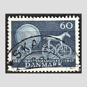 FRIM�RKER DANMARK | 1957 - AFA 371 - Nationalmuseets 150 �r - 60 �re bl� - Pragt Stemplet