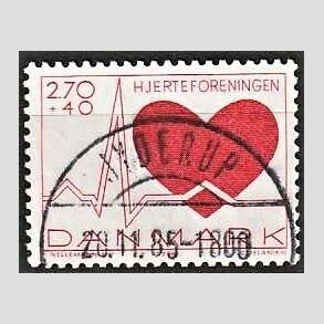 FRIMRKER DANMARK | 1984 - AFA 808 - Hjerteforeningen - 2,70 Kr. + 40 re rd - Pragt Stemplet