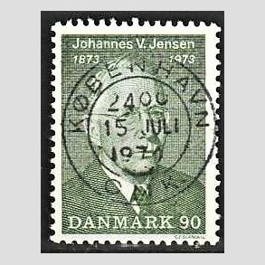 FRIM�RKER DANMARK | 1973 - AFA 542 - Johannes V. Jensen - 90 �re gr�n - Pragt Stemplet K�benhavn