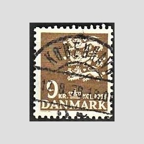 FRIMRKER DANMARK | 1977 - AFA 648 - Rigsvben 9 Kr. olivenbrun - Lux Stemplet