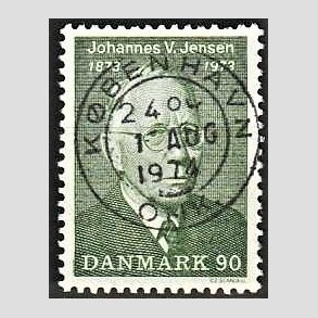 FRIM�RKER DANMARK | 1973 - AFA 542 - Johannes V. Jensen - 90 �re gr�n - Pragt Stemplet K�benhavn
