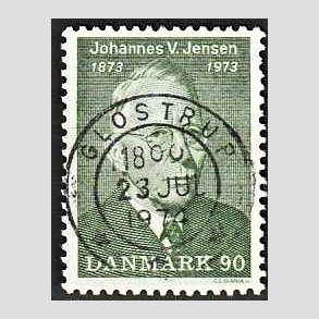 FRIM�RKER DANMARK | 1973 - AFA 542 - Johannes V. Jensen - 90 �re gr�n - Pragt Stemplet Glostrup