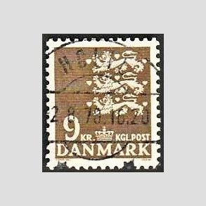 FRIMRKER DANMARK | 1977 - AFA 648 - Rigsvben 9 Kr. olivenbrun - Lux Stemplet