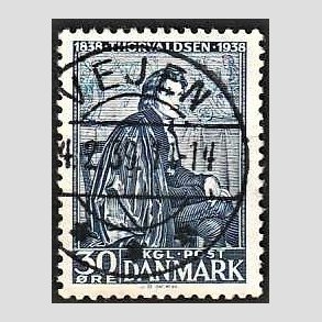 FRIM�RKER DANMARK | 1938 - AFA 251 - Thorvaldsen 30 �re bl� - Lux Stemplet