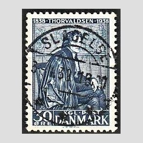 FRIM�RKER DANMARK | 1938 - AFA 251 - Thorvaldsen 30 �re bl� - Lux Stemplet Slagelse