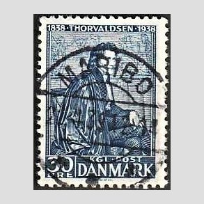 FRIMRKER DANMARK | 1938 - AFA 251 - Thorvaldsen 30 re bl - Lux Stemplet