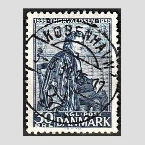 FRIM�RKER DANMARK | 1938 - AFA 251 - Thorvaldsen 30 �re bl� - Lux Stemplet