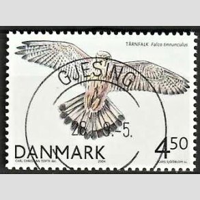 FRIM�RKER DANMARK | 2004 - AFA 1409 - Rovfugle i Danmark - 4,50 Kr. T�rnfalk - Pragt Stemplet