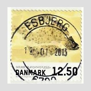 FRIM�RKER DANMARK | 2013 - AFA 1728 - Fisk - 12,50 Kr. skrubbe - Pragt Stemplet