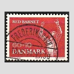 FRIMRKER DANMARK | 1970 - AFA 495 - Red Barnet 25 r - 60 + 10 re rd - Lux Stemplet Frederikshavn