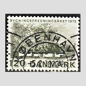 FRIM�RKER DANMARK | 1975 - AFA 592 - Bygningsfredning - 120 �re gr�n - Pragt Stemplet K�benhavn