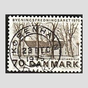FRIM�RKER DANMARK | 1975 - AFA 591 - Bygningsfredning - 70 �re brun - Pragt Stemplet
