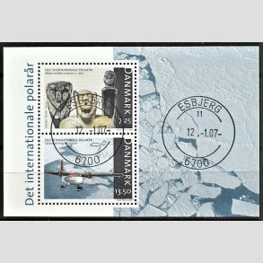 FRIM�RKER DANMARK | 2007 - AFA 1499 - Det arktiske ocean - Miniark 20,75 Kr. flerfarvet - Pragt Stemplet