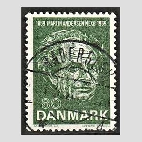 FRIM�RKER DANMARK | 1969 - AFA 485 - Martin Andersen Nex� - 80 �re gr�n - Pragt Stemplet Haderslev