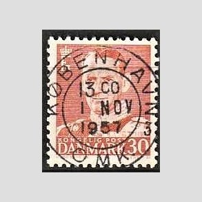 FRIMRKER DANMARK | 1952-53 - AFA 337 - Fr. IX 30 re rd - Lux Stemplet Kbenhavn
