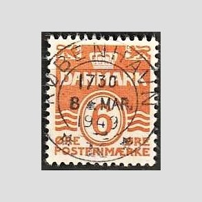 FRIM�RKER DANMARK | 1940 - AFA 254 - B�lgelinie 6 �re orangegul - Lux Stemplet 