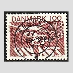 FRIM�RKER DANMARK | 1977 - AFA 634 - Ny f�rdselslov - 100 �re r�dbrun - Pragt Stemplet