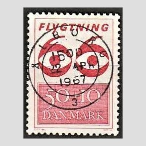 FRIMRKER DANMARK | 1966 - AFA 449F - Flygtning 1966 - 50 + 10 re rd - Pragt Stemplet