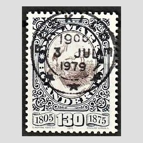 FRIM�RKER DANMARK | 1975 - AFA 596 - H.C. Andersen - 130 �re bl�/brun - Lux Stemplet Roskilde