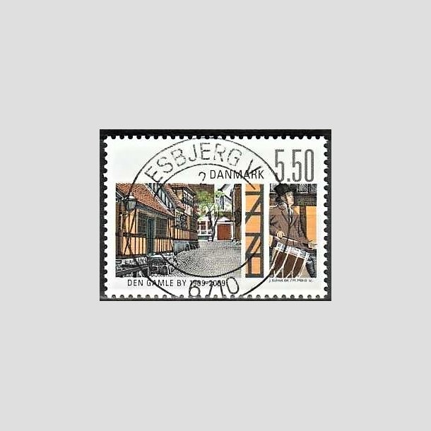 FRIMRKER DANMARK | 2009 - AFA 1563 - Den gamle by - 5,50 Kr. flerfarvet - Pragt Stemplet