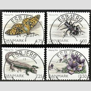 FRIM�RKER DANMARK | 2007 - AFA 1512 - Danmarks natur I - 4,75-13,50 Kr. flerfarvet i komplet s�t - Pragt Stemplet