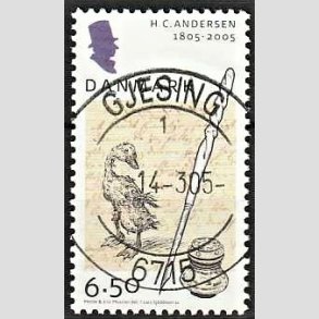 FRIM�RKER DANMARK | 2005 - AFA 1424 - H.C. Andersen - 6,50 Kr. Pen og bl�k - Pragt Stemplet Gjesing