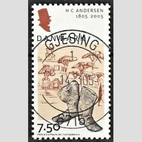 FRIM�RKER DANMARK | 2005 - AFA 1425 - H.C. Andersen - 7,50 Kr. Rejsest�vler - Pragt Stemplet Gjesing